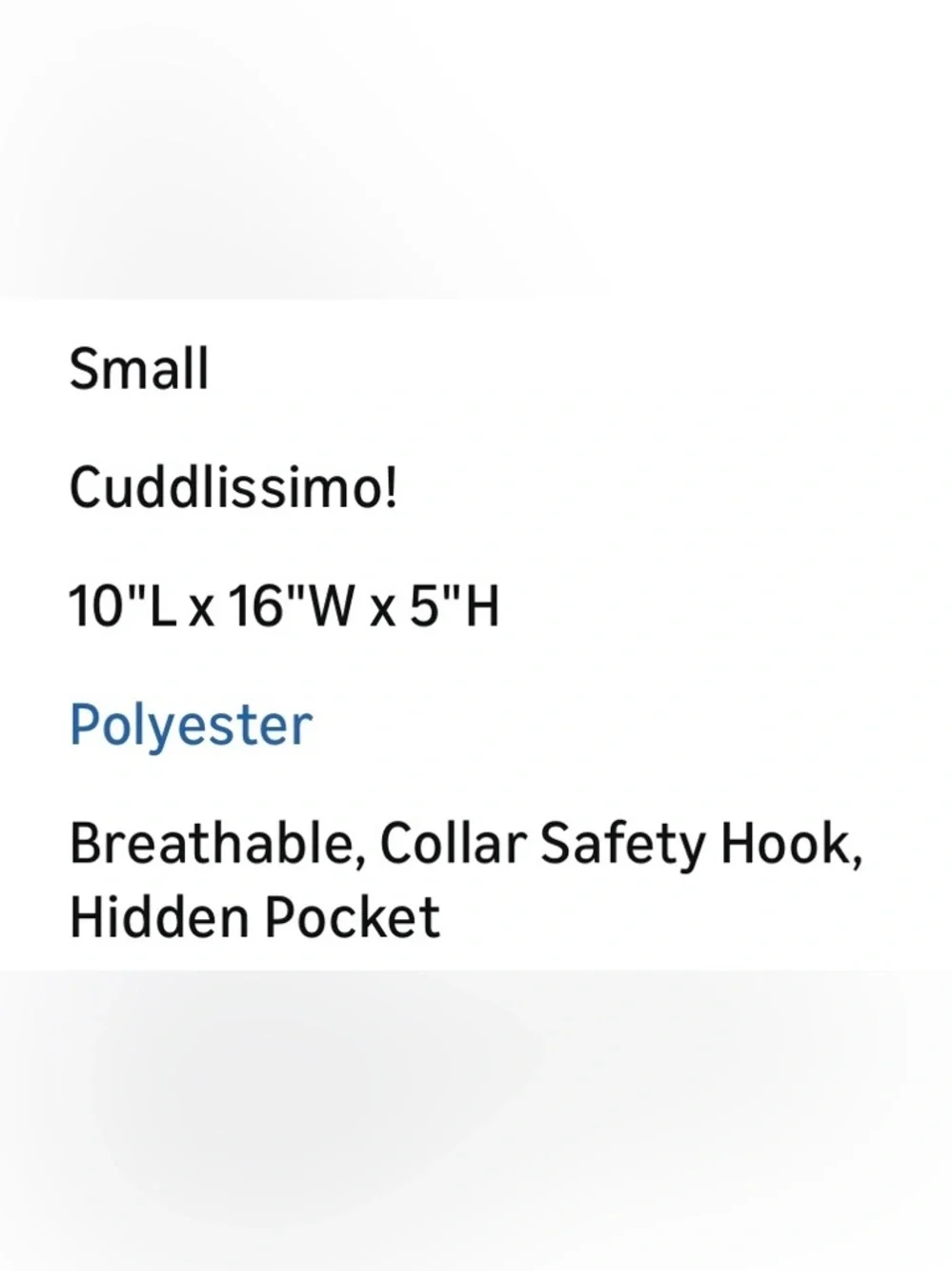3/$30 Breathable Gray & Black Hands-Free Pet Sling Carrier by Cuddlissimo